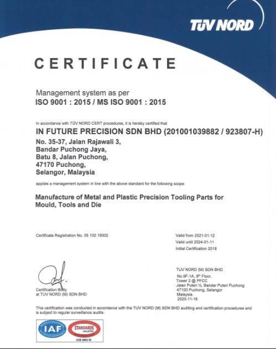 ISO 9001:2015 Certificate from TÜV NORD
